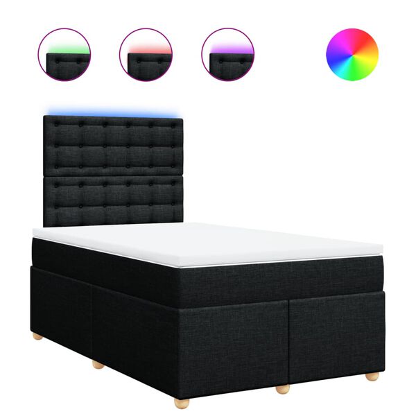vidaXL Cama box spring con colch&oacute;n tela negro 120x200 cm