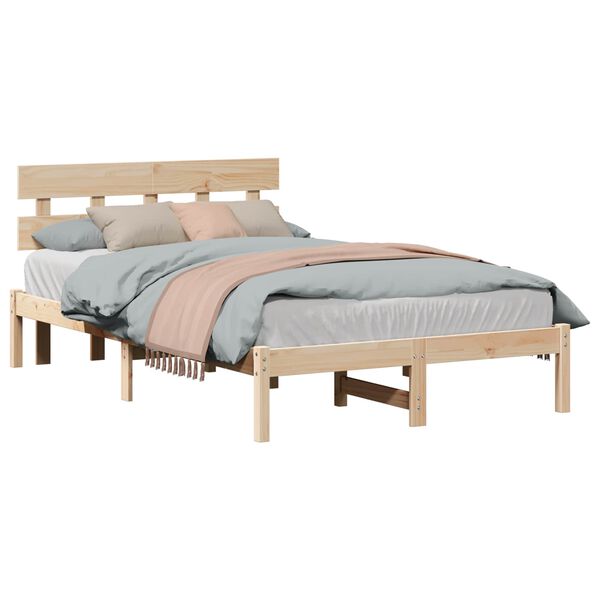 vidaXL Estructura de cama Marr&oacute;n 140 x 190 cm Madera maciza de Pino