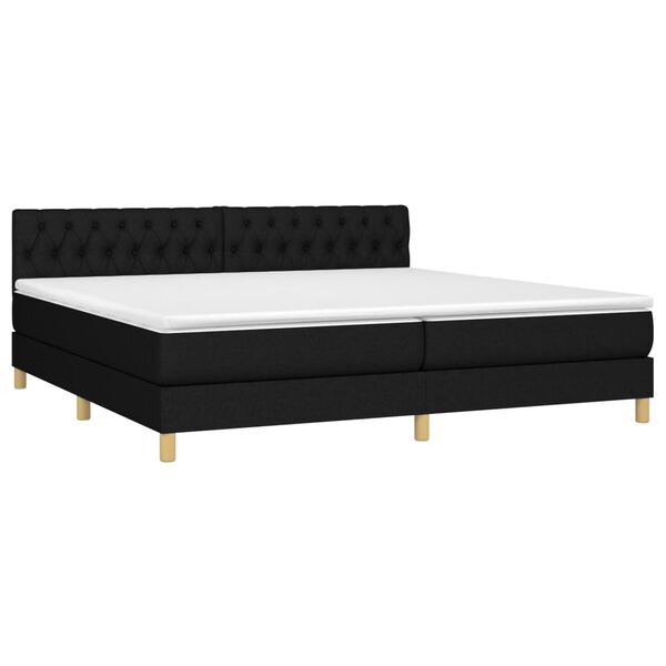 vidaXL Cama box spring con colch&oacute;n LED tela negro 200x200 cm