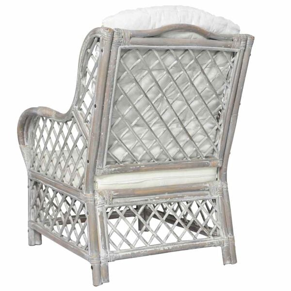 vidaXL Sof&aacute; con coj&iacute;n rat&aacute;n natural y lino gris