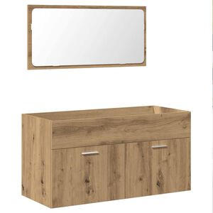 vidaXL Mueble de ba&ntilde;o con espejo de madera ingenier&iacute;a roble artesanal