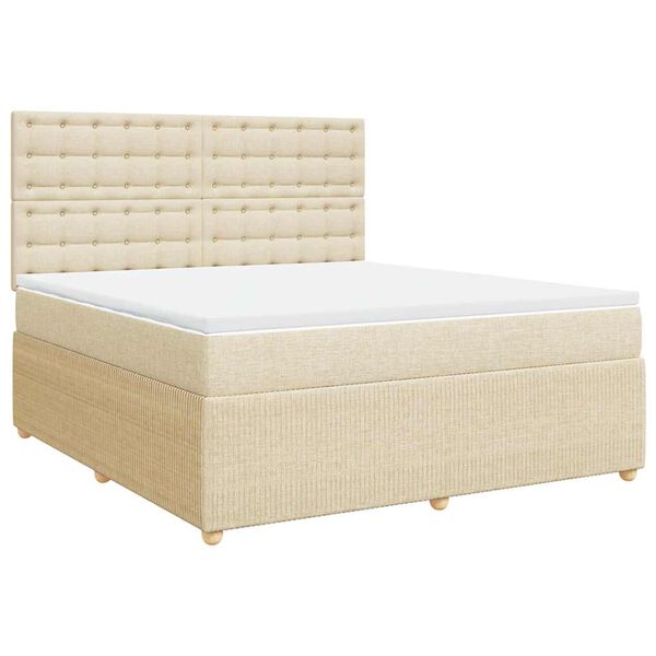 vidaXL Cama box spring con colch&oacute;n tela color crema 180x200 cm