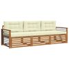 vidaXL Conjunto de sof&aacute;s de exterior con coj&iacute;n 3 pcs Natural y Crema