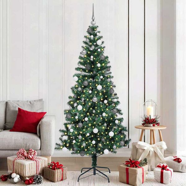 vidaXL &Aacute;rbol de Navidad Artificial Preiluminado Verde 210 cm
