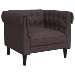 vidaXL Sill&oacute;n Chesterfield de tela marr&oacute;n oscuro