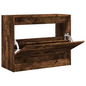 vidaXL Zapatero de madera de ingenier&iacute;a roble ahumado 80x34x63 cm