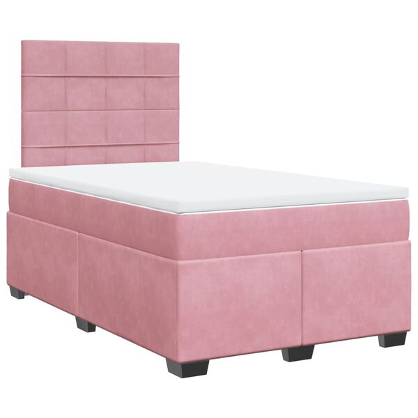 vidaXL Cama box spring con colch&oacute;n terciopelo rosa 120x190 cm