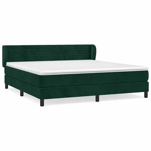 vidaXL Cama box spring con colch&oacute;n terciopelo verde oscuro 180x200 cm