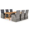 vidaXL Juego de comedor de jard&iacute;n 7 piezas gris