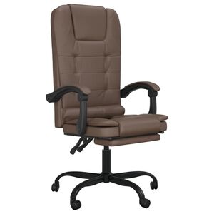 vidaXL Silla de oficina reclinable masaje cuero sint&eacute;tico marr&oacute;n