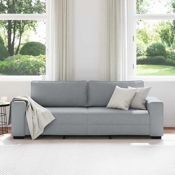 vidaXL Sof&aacute; de 3 plazas de tela gris claro 220x77x82 cm