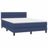 vidaXL Cama box spring colch&oacute;n y luces LED tela azul 140x200 cm