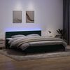 vidaXL Cama box spring con colch&oacute;n y LED terciopelo verde oscuro 180x220 cm