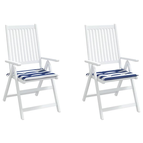 vidaXL Cojines silla jard&iacute;n 2 uds tela a rayas azul y blanco 40x40x4cm