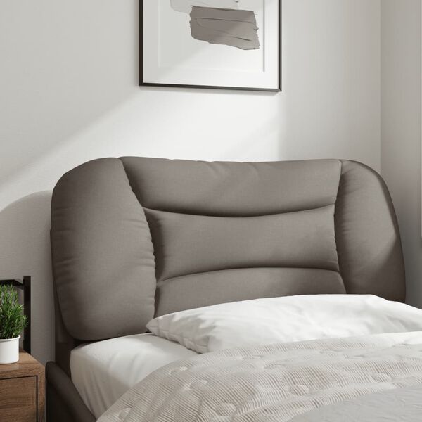 vidaXL Cabecero de cama acolchado Hvar tela gris taup&eacute; 90 cm