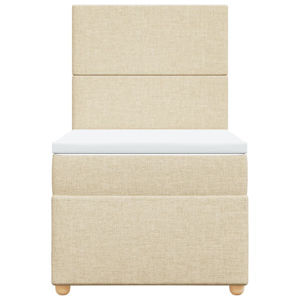 vidaXL Cama box spring con colch&oacute;n tela color crema 90x200 cm