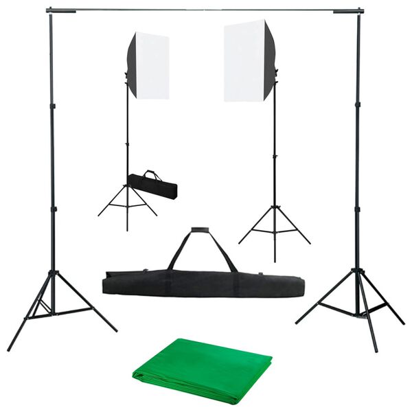 vidaXL Kit de estudio fotogr&aacute;fico con luces softbox y fondo