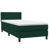 vidaXL Cama box spring con colch&oacute;n y LED terciopelo verde oscuro 80x220 cm