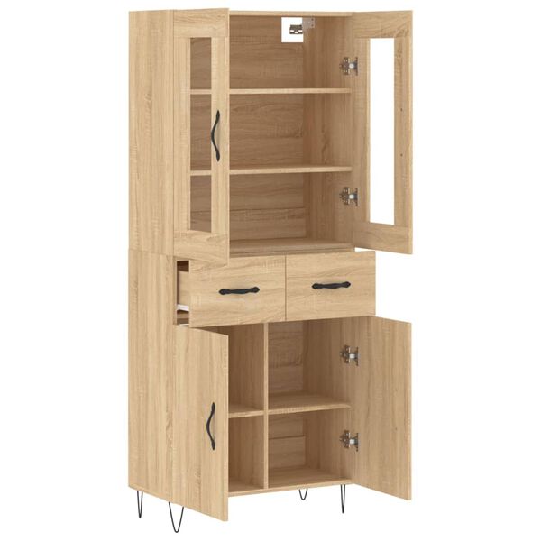 vidaXL Aparador alto madera contrachapada color roble 69,5x34x180 cm
