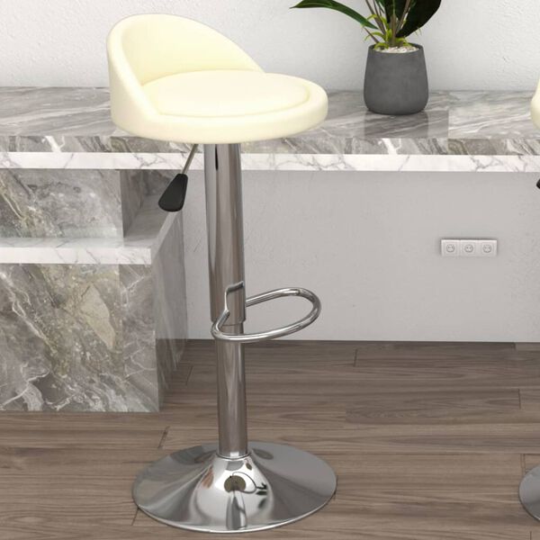 vidaXL Taburete de cocina de cuero sint&eacute;tico color crema