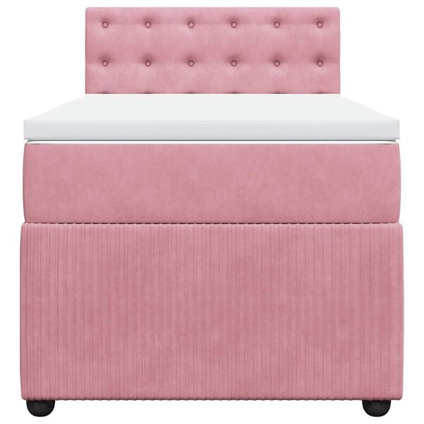 vidaXL Cama box spring con colch&oacute;n terciopelo rosa 80x200 cm