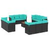 vidaXL Set de sof&aacute;s de jard&iacute;n y cojines 13 pzas rat&aacute;n sint&eacute;tico negro