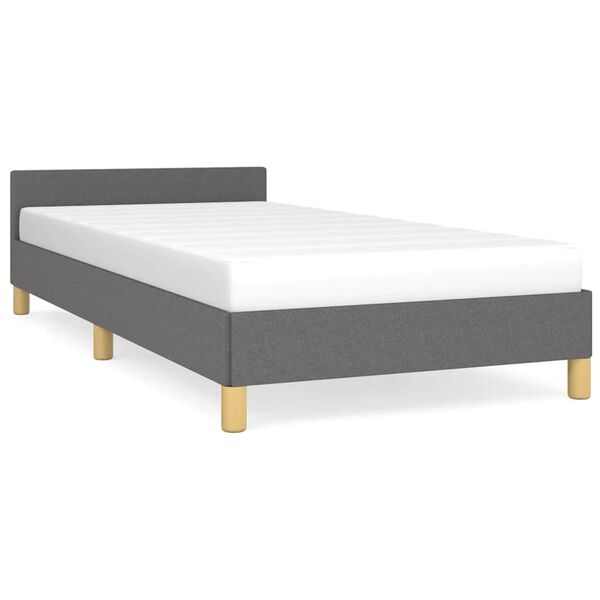 vidaXL Estructura de cama sin colch&oacute;n tela gris oscuro 90x200 cm