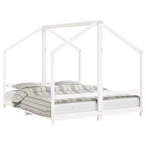 vidaXL Estructura de cama para ni&ntilde;os madera pino blanco 2x(80x200) cm