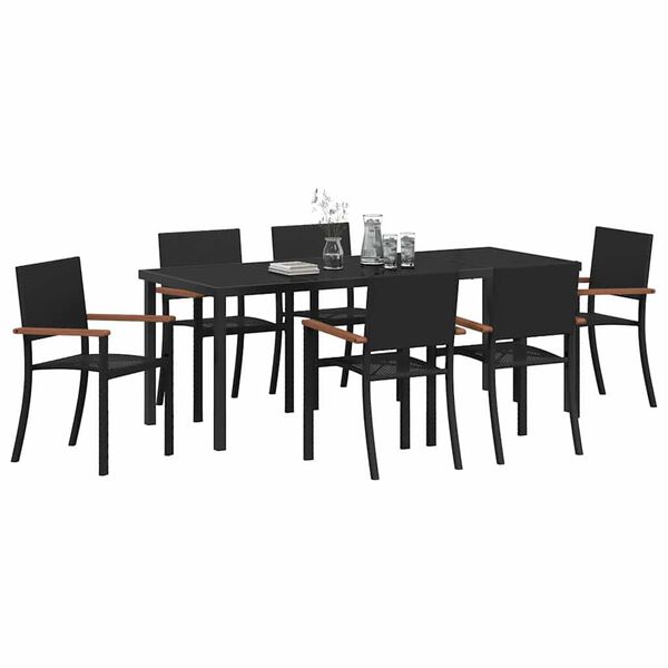 vidaXL Conjunto de Comedor de Jard&iacute;n 7 pcs Negro