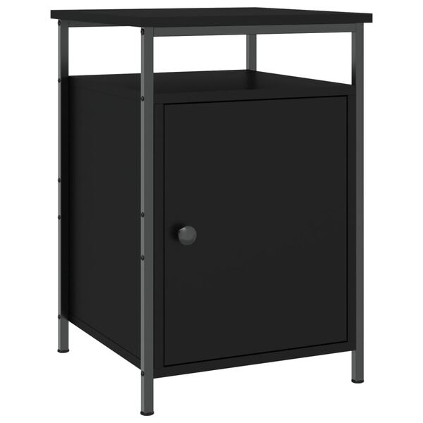 vidaXL Mesita de noche madera contrachapada negro 40x42x60 cm