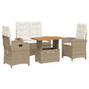 vidaXL Set de comedor jard&iacute;n con cojines 4 pzas rat&aacute;n sint&eacute;tico beige