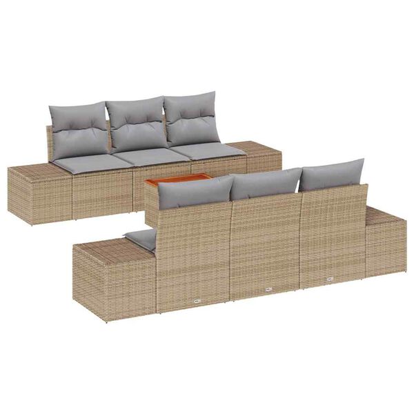 vidaXL Conjunto de sofás de jardín 7 pcs Beige y Gris Claro