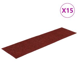 vidaXL Felpudos autoadhesivos para escaleras, 15 unidades, 76 x 20 cm, color burdeos, rectangulares
