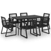 vidaXL Juego de comedor para jard&iacute;n 7 piezas rat&aacute;n PVC negro