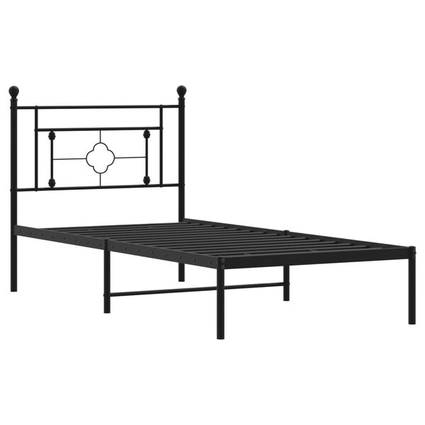 vidaXL Estructura cama sin colch&oacute;n con cabecero metal negro 90x190 cm