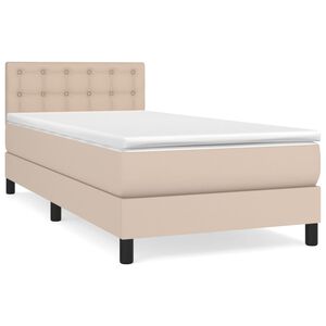 vidaXL Cama box spring con colch&oacute;n cuero sint&eacute;tico capuchino 90x200 cm