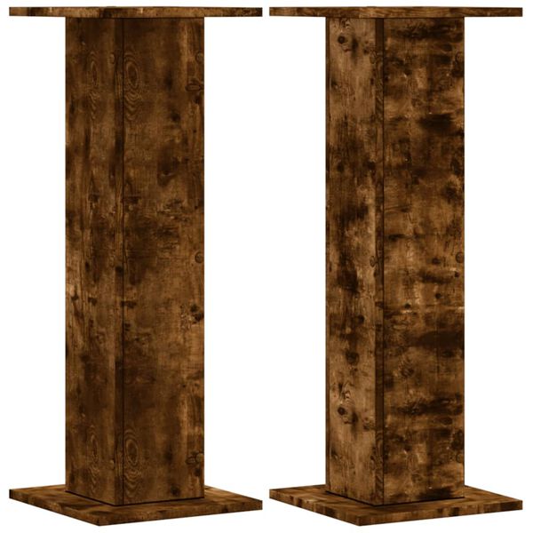 vidaXL Soportes para plantas 2 uds madera roble ahumado 30x30x80 cm