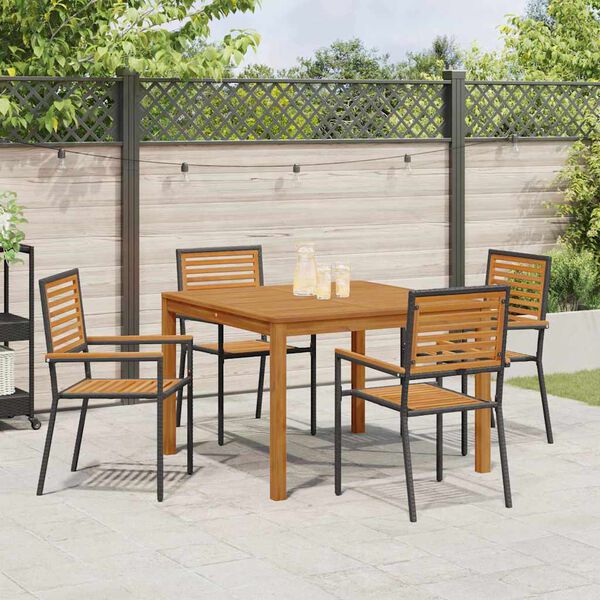 vidaXL Conjunto de Comedor de Jardín 5 pcs Negro Poliratán