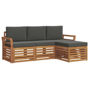 vidaXL Conjunto de sof&aacute;s de exterior 4 uds. Natural y Antracita
