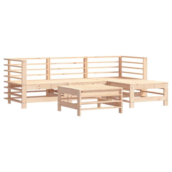 vidaXL Juego de muebles de jard&iacute;n 5 piezas y cojines madera maciza