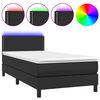 vidaXL Cama box spring colch&oacute;n y LED cuero sint&eacute;tico negro 100x200 cm