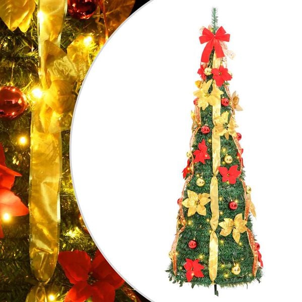 vidaXL &Aacute;rbol de Navidad artificial desplegable 100 LED verde 150 cm