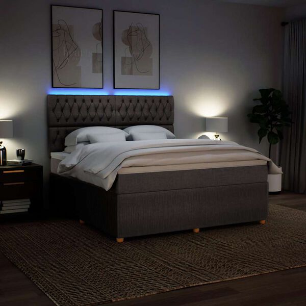 vidaXL Cama box spring con colch&oacute;n tela gris taupe 180x200 cm