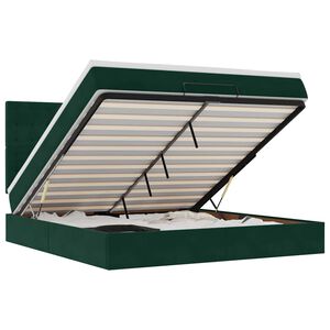 vidaXL Estructura de cama otomana colchones terciopelo verde oscuro