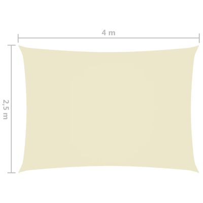 vidaXL Toldo de vela rectangular tela Oxford color crema 2,5x4 m