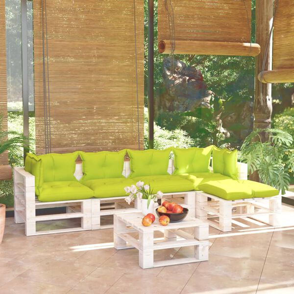 vidaXL Muebles de jard&iacute;n de palets 6 pzas y cojines madera de pino