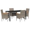 vidaXL Conjunto de Comedor de Jardín 5 pcs Gris ratán sintético