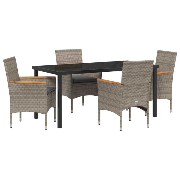 vidaXL Conjunto de Comedor de Jardín 5 pcs Gris ratán sintético