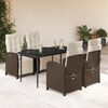 vidaXL Set comedor de jard&iacute;n 5 piezas y cojines rat&aacute;n sint&eacute;tico marr&oacute;n