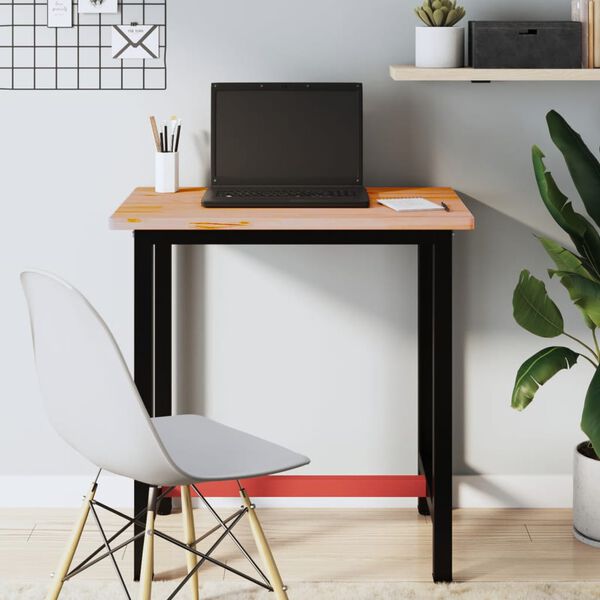 vidaXL Banco de trabajo madera maciza de haya y metal 80x55x81,5 cm